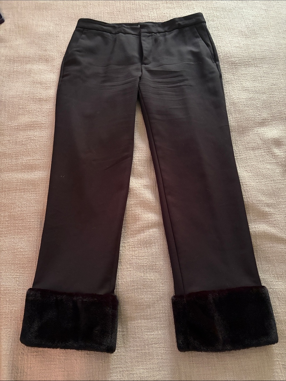 Women’s Zara Black Dress Pants with Faux Fur Cuff